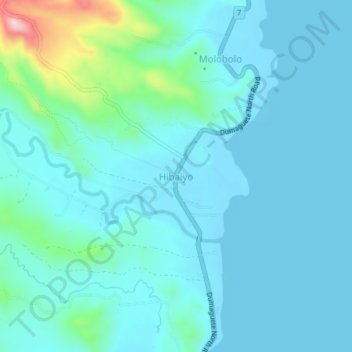 Topografisk karta Hibaiyo, höjd, relief