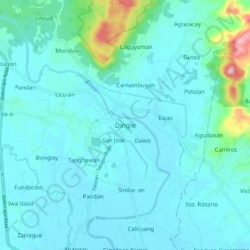 Topografisk karta Dingle, höjd, relief