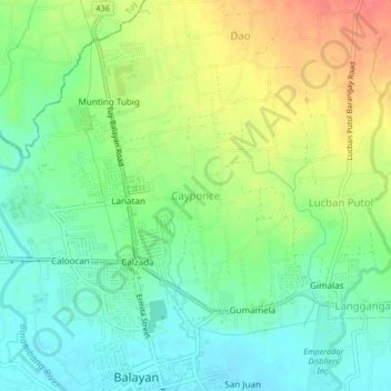 Topografisk karta Cayponce, höjd, relief