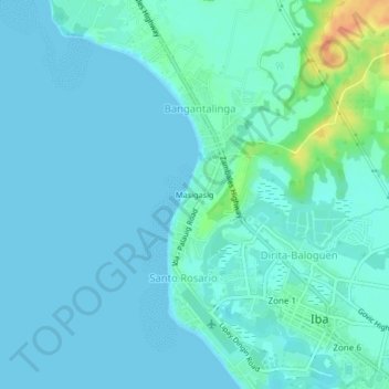 Topografisk karta Masigasig, höjd, relief