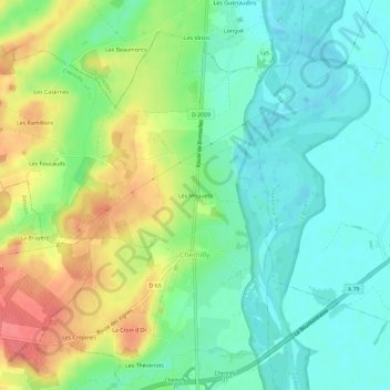 Topografisk karta Les Moquets, höjd, relief