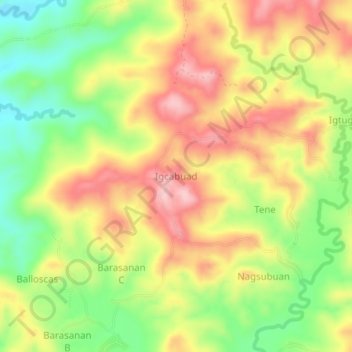 Topografisk karta Igcabuad, höjd, relief