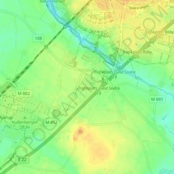 Topografisk karta Bergströmshusen, höjd, relief