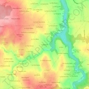 Topografisk karta La Bigotais, höjd, relief