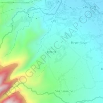 Topografisk karta Biyong, höjd, relief