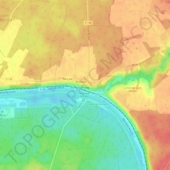 Topografisk karta Les Grillons, höjd, relief