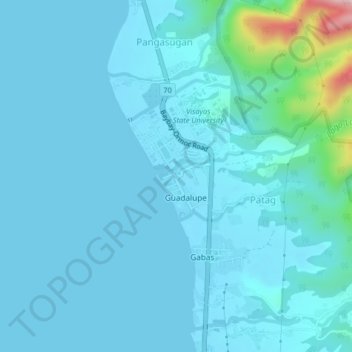 Topografisk karta Lower Utod (Guadalupe), höjd, relief