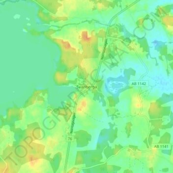 Topografisk karta Svanberga, höjd, relief