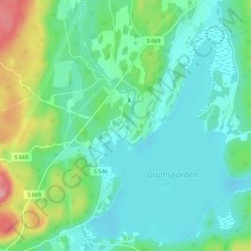 Topografisk karta Borgvik, höjd, relief