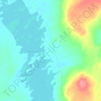 Topografisk karta Öjarn, höjd, relief