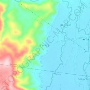 Topografisk karta Cambuja, höjd, relief