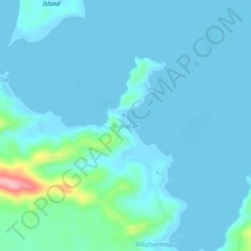 Topografisk karta Buhatan, höjd, relief