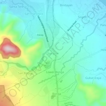 Topografisk karta San Jose, höjd, relief