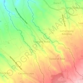 Topografisk karta Taywanak Ibaba, höjd, relief