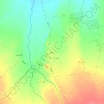 Topografisk karta Ziveh, höjd, relief