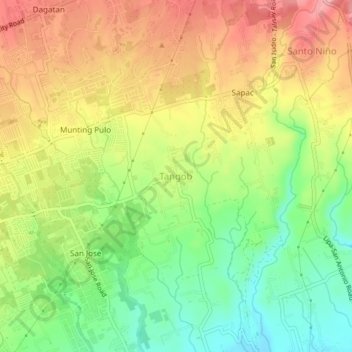 Topografisk karta Tangob, höjd, relief