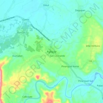 Topografisk karta Aglipay, höjd, relief