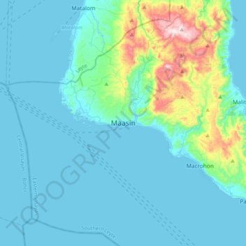 Topografisk karta Maasin, höjd, relief