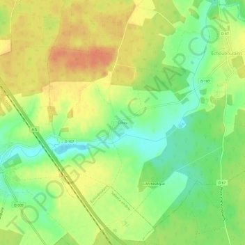 Topografisk karta Echou, höjd, relief