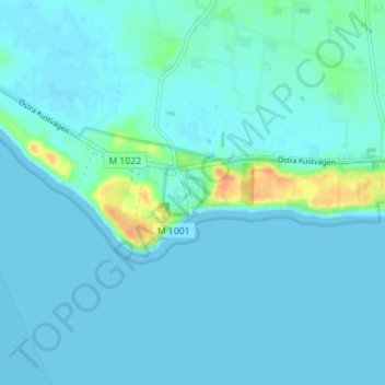 Topografisk karta Kåseberga, höjd, relief