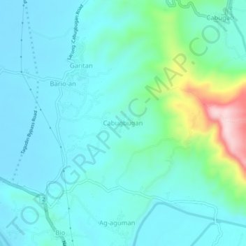 Topografisk karta Cabugbugan, höjd, relief