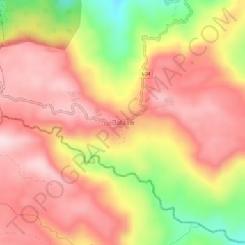 Topografisk karta Bataan, höjd, relief