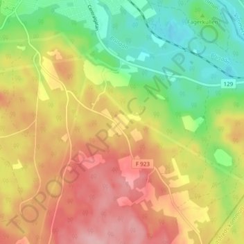 Topografisk karta Övrarp, höjd, relief