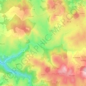 Topografisk karta La Couarle, höjd, relief
