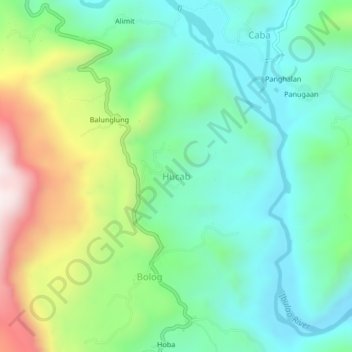 Topografisk karta Hucab, höjd, relief