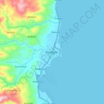 Topografisk karta Ayungon, höjd, relief