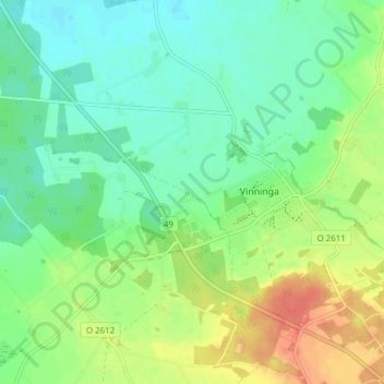 Topografisk karta Furulund, höjd, relief