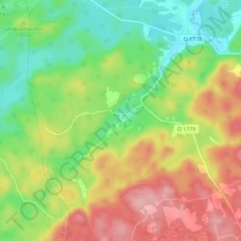 Topografisk karta Oryd, höjd, relief