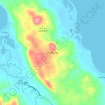Topografisk karta Divisoria, höjd, relief