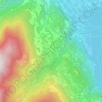 Topografisk karta Völlan, höjd, relief