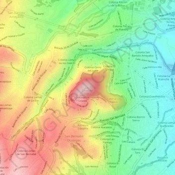 Topografisk karta Cerro del Judio, höjd, relief