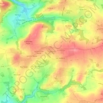 Topografisk karta Kerdavid, höjd, relief
