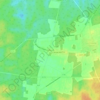 Topografisk karta Les Montils, höjd, relief