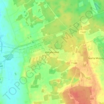 Topografisk karta Hällabrottet, höjd, relief