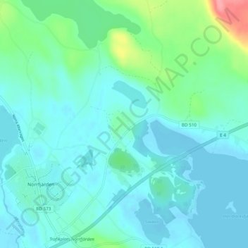 Topografisk karta Harrbäcken, höjd, relief