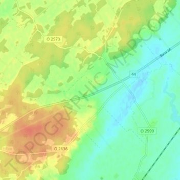 Topografisk karta Bjärby, höjd, relief