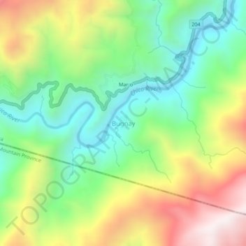 Topografisk karta Bugnay, höjd, relief