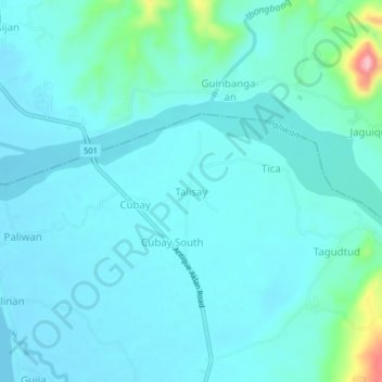 Topografisk karta Talisay, höjd, relief