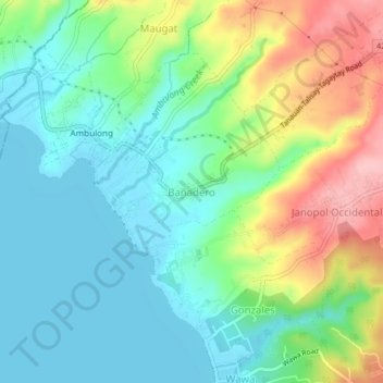 Topografisk karta Bañadero, höjd, relief