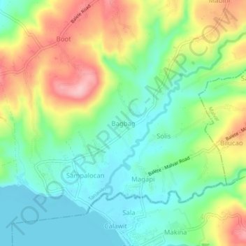 Topografisk karta Bagbag, höjd, relief