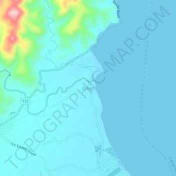 Topografisk karta Dibet, höjd, relief