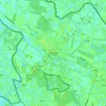 Topografisk karta Anholt, höjd, relief