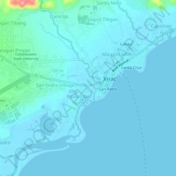 Topografisk karta Gogon Centro, höjd, relief
