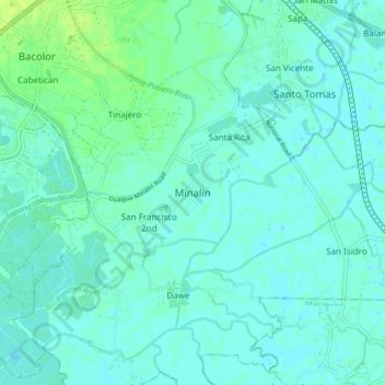 Topografisk karta Minalin, höjd, relief