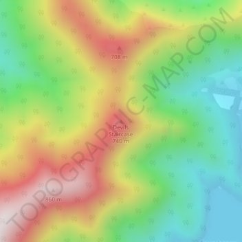 Topografisk karta Devils Staircase, höjd, relief