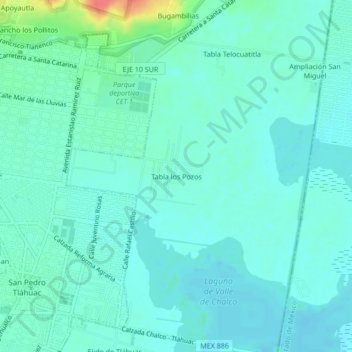 Topografisk karta Tabla los Pozos, höjd, relief